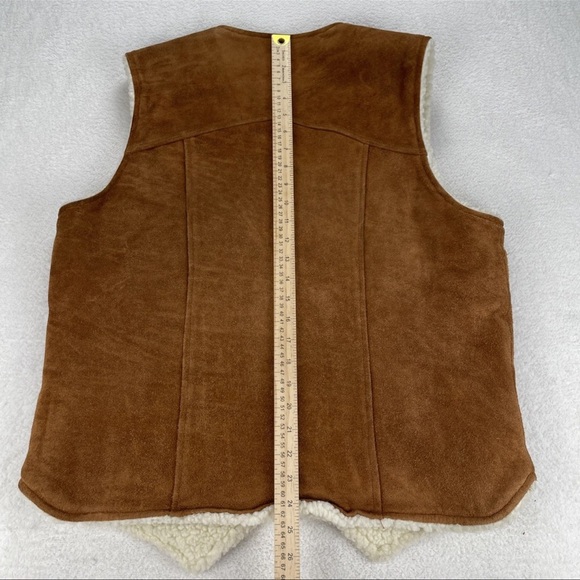 Vtg Pardners Western Suede Leather Vest Sz 44 Sherpa Lined Ranch Chore Minty EUC - Picture 8 of 10